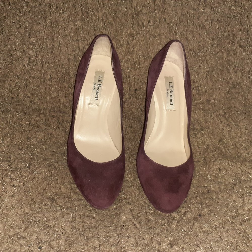 L.K. BENNETT LONDON-Sledge-Oxblood Suede Pump-ASO Kate Middleton-Sz 36-Excellent - Picture 3 of 7